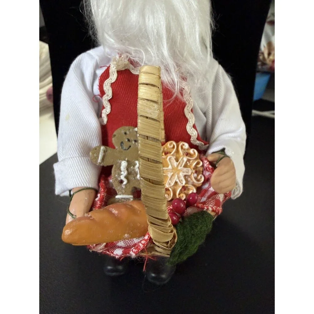 Gingerbread Cookie Baker Chef Santa Claus Figure Christmas 9 in Vintage Ornament